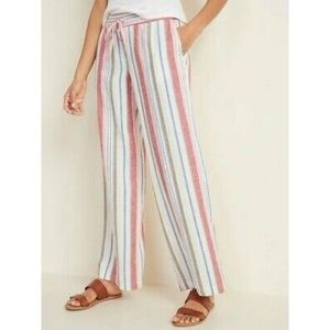 Old Navy Striped Wide-leg Linen Pants - Plus Size
